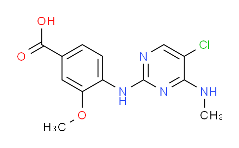 CAS No. 1351762-15-6, 4-((5-Chloro-4-(methylamino)pyrimidin-2-yl)amino)-3-methoxybenzoic acid