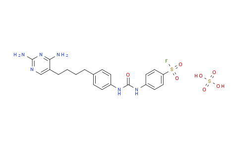 CAS No. 21877-96-3, 4-(3-(4-(4-(2,4-Diaminopyrimidin-5-yl)butyl)phenyl)ureido)benzene-1-sulfonyl fluoride sulfate