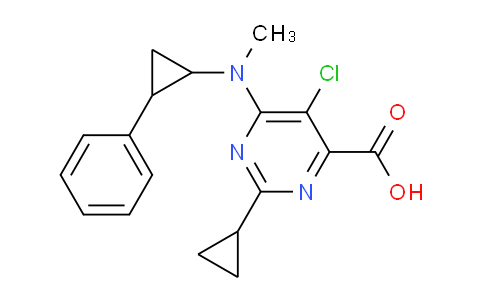 CAS No. 1956369-25-7, 5-Chloro-2-cyclopropyl-6-(methyl(2-phenylcyclopropyl)amino)pyrimidine-4-carboxylic acid