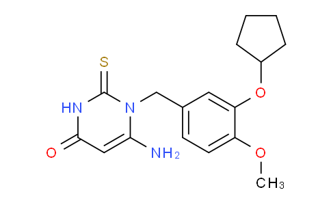 CAS No. 162279-51-8, 6-Amino-1-(3-(cyclopentyloxy)-4-methoxybenzyl)-2-thioxo-2,3-dihydropyrimidin-4(1H)-one