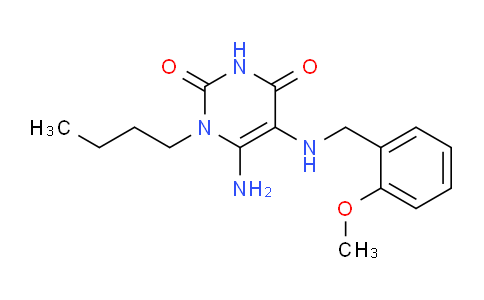 CAS No. 571149-78-5, 6-Amino-1-butyl-5-((2-methoxybenzyl)amino)pyrimidine-2,4(1H,3H)-dione