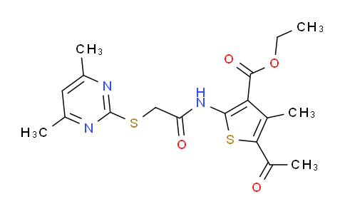 CAS No. 332162-21-7, Ethyl 5-acetyl-2-(2-((4,6-dimethylpyrimidin-2-yl)thio)acetamido)-4-methylthiophene-3-carboxylate