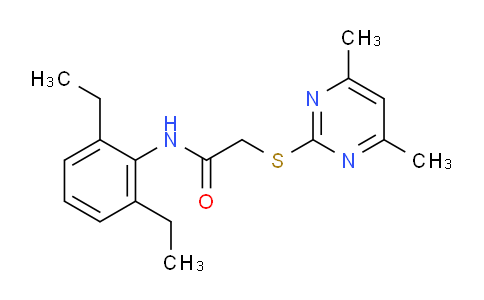 CAS No. 332922-26-6, N-(2,6-Diethylphenyl)-2-((4,6-dimethylpyrimidin-2-yl)thio)acetamide