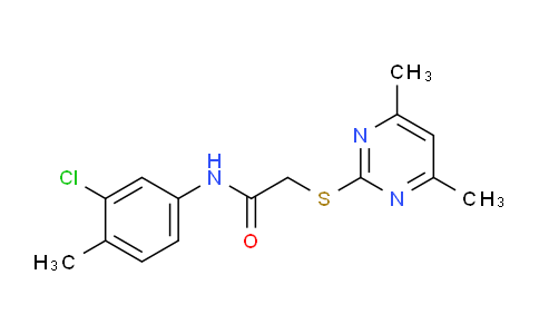 CAS No. 312266-80-1, N-(3-Chloro-4-methylphenyl)-2-((4,6-dimethylpyrimidin-2-yl)thio)acetamide