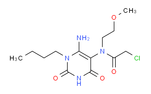 CAS No. 571917-24-3, N-(6-Amino-1-butyl-2,4-dioxo-1,2,3,4-tetrahydropyrimidin-5-yl)-2-chloro-N-(2-methoxyethyl)acetamide