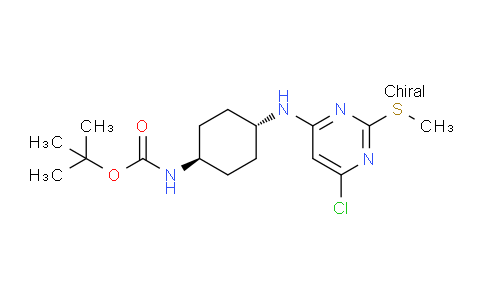 CAS No. 1289386-25-9, tert-Butyl (trans-4-((6-chloro-2-(methylthio)pyrimidin-4-yl)amino)cyclohexyl)carbamate