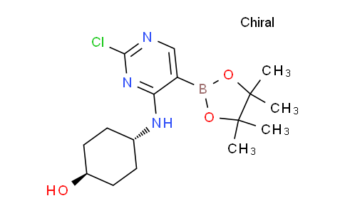 CAS No. 1497419-90-5, trans-4-((2-Chloro-5-(4,4,5,5-tetramethyl-1,3,2-dioxaborolan-2-yl)pyrimidin-4-yl)amino)cyclohexanol