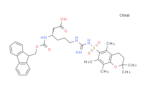 CAS No. 700377-76-0, (S)-3-((((9H-Fluoren-9-yl)methoxy)carbonyl)amino)-6-(3-((2,2,5,7,8-pentamethylchroman-6-yl)sulfonyl)guanidino)hexanoic acid