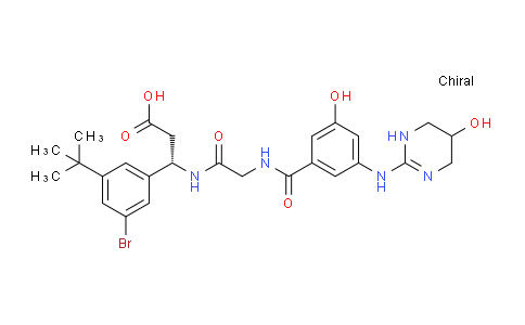 CAS No. 1564286-55-0, (3S)-3-(3-Bromo-5-(tert-butyl)phenyl)-3-(2-(3-hydroxy-5-((5-hydroxy-1,4,5,6-tetrahydropyrimidin-2-yl)amino)benzamido)acetamido)propanoic acid