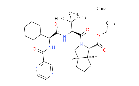 CAS No. 402958-97-8, ethyl (1S,3aR,6aS)-2-((S)-2-((S)-2-cyclohexyl-2-(pyrazine-2-carboxamido)acetamido)-3,3-dimethylbutanoyl)octahydrocyclopenta[c]pyrrole-1-carboxylate