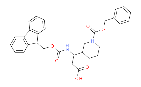 CAS No. 886362-38-5, 3-((((9H-Fluoren-9-yl)methoxy)carbonyl)amino)-3-(1-((benzyloxy)carbonyl)piperidin-3-yl)propanoic acid