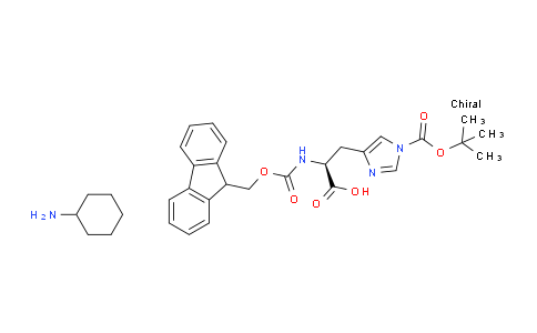 CAS No. 210820-99-8, cyclohexanamine Na-(((9H-fluoren-9-yl)methoxy)carbonyl)-Nt-(tert-butoxycarbonyl)-L-histidinate