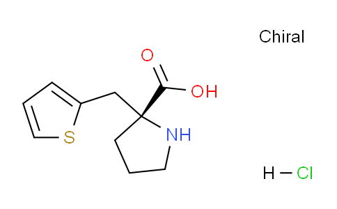 CAS No. 1049729-19-2, (R)-2-(thiophen-2-ylmethyl)pyrrolidine-2-carboxylic acid hydrochloride
