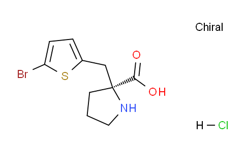 CAS No. 1217722-51-4, (S)-2-((5-Bromothiophen-2-yl)methyl)pyrrolidine-2-carboxylic acid hydrochloride