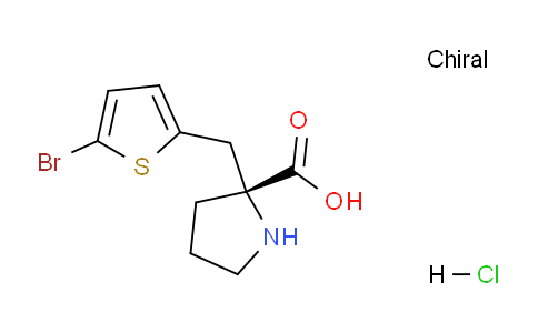 CAS No. 1049729-23-8, (R)-2-((5-Bromothiophen-2-yl)methyl)pyrrolidine-2-carboxylic acid hydrochloride