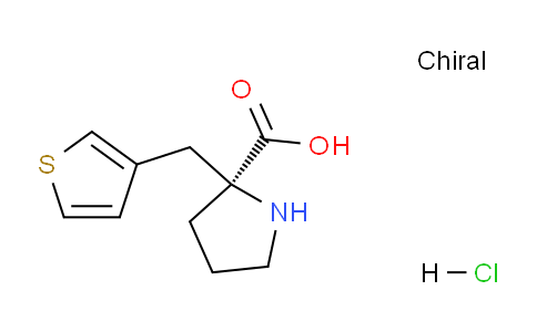 CAS No. 1217848-38-8, (S)-2-(Thiophen-3-ylmethyl)pyrrolidine-2-carboxylic acid hydrochloride