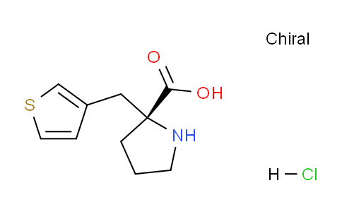 CAS No. 1049732-20-8, (R)-2-(Thiophen-3-ylmethyl)pyrrolidine-2-carboxylic acid hydrochloride