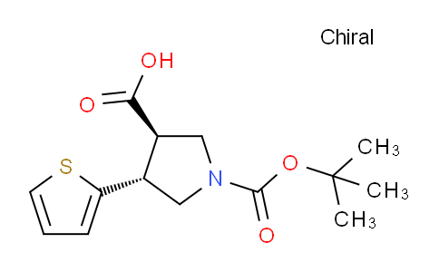 CAS No. 1330750-24-7, (3R,4R)-rel-1-(tert-Butoxycarbonyl)-4-(thiophen-2-yl)pyrrolidine-3-carboxylic acid