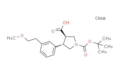 CAS No. 1161787-89-8, (3R,4S)-rel-1-(tert-Butoxycarbonyl)-4-(3-(2-methoxyethyl)phenyl)pyrrolidine-3-carboxylic acid