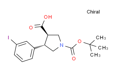 CAS No. 1381947-79-0, (3R,4S)-rel-1-(tert-Butoxycarbonyl)-4-(3-iodophenyl)pyrrolidine-3-carboxylic acid