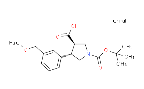 CAS No. 1161787-85-4, (3R,4S)-rel-1-(tert-Butoxycarbonyl)-4-(3-(methoxymethyl)phenyl)pyrrolidine-3-carboxylic acid