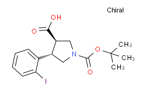 CAS No. 1381947-08-5, (3R,4S)-rel-1-(tert-Butoxycarbonyl)-4-(2-iodophenyl)pyrrolidine-3-carboxylic acid