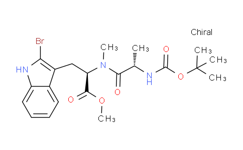 CAS No. 134781-89-8, (R)-Methyl 3-(2-bromo-1H-indol-3-yl)-2-((S)-2-((tert-butoxycarbonyl)amino)-N-methylpropanamido)propanoate
