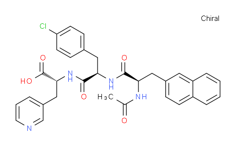 CAS No. 129225-22-5, (R)-2-((R)-2-((R)-2-Acetamido-3-(naphthalen-2-yl)propanamido)-3-(4-chlorophenyl)propanamido)-3-(pyridin-3-yl)propanoic acid