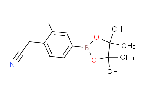 CAS No. 1220219-61-3, 2-(2-fluoro-4-(4,4,5,5-tetramethyl-1,3,2-dioxaborolan-2-yl)phenyl)acetonitrile