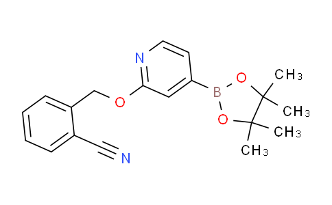 CAS No. 1346708-12-0, 2-(((4-(4,4,5,5-tetramethyl-1,3,2-dioxaborolan-2-yl)pyridin-2-yl)oxy)methyl)benzonitrile