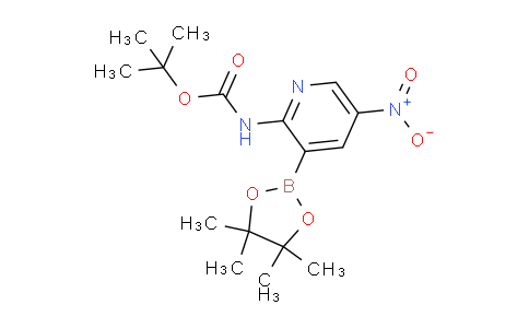 CAS No. 1309982-63-5, tert-Butyl (5-nitro-3-(4,4,5,5-tetramethyl-1,3,2-dioxaborolan-2-yl)pyridin-2-yl)carbamate