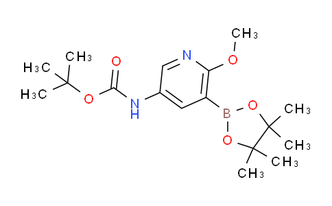 CAS No. 1309982-65-7, tert-butyl (6-methoxy-5-(4,4,5,5-tetramethyl-1,3,2-dioxaborolan-2-yl)pyridin-3-yl)carbamate