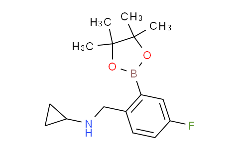 CAS No. 1256360-58-3, N-(4-Fluoro-2-(4,4,5,5-tetramethyl-1,3,2-dioxaboro-lan-2-yl)benzyl)cyclopropanamine