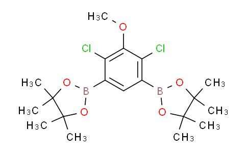 CAS No. 1221589-79-2, 2,2'-(4,6-Dichloro-5-methoxy-1,3-phenylene)bis(4,4,5,5-tetramethyl-1,3,2-dioxaborolane)