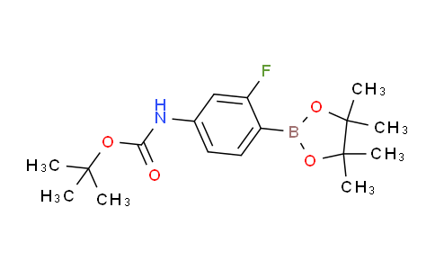 CAS No. 1256256-45-7, tert-Butyl (3-fluoro-4-(4,4,5,5-tetramethyl-1,3,2-dioxaborolan-2-yl)phenyl)carbamate