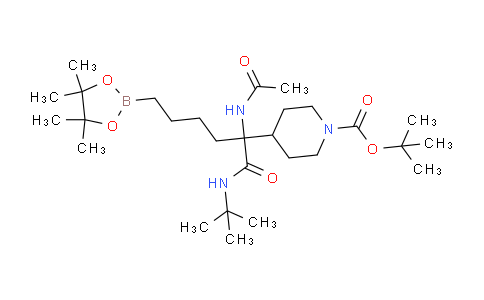 CAS No. 1450826-68-2, tert-Butyl 4-(2-acetamido-1-(tert-butylamino)-1-oxo-6-(4,4,5,5-tetramethyl-1,3,2-dioxaborolan-2-yl)hexan-2-yl)piperidine-1-carboxylate