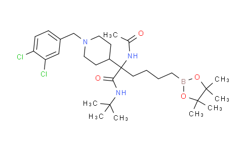 CAS No. 1508281-70-6, 2-Acetamido-N-(tert-butyl)-2-(1-(3,4-dichlorobenzyl)piperidin-4-yl)-6-(4,4,5,5-tetramethyl-1,3,2-dioxaborolan-2-yl)hexanamide