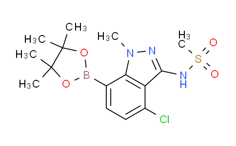 CAS No. 1620056-86-1, N-(4-Chloro-1-methyl-7-(4,4,5,5-tetramethyl-1,3,2-dioxaborolan-2-yl)-1H-indazol-3-yl)methanesulfonamide