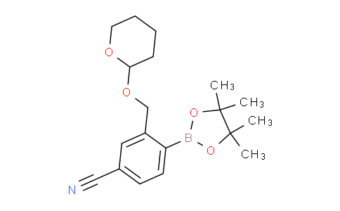 CAS No. 1352344-85-4, 3-(((tetrahydro-2H-pyran-2-yl)oxy)methyl)-4-(4,4,5,5-tetramethyl-1,3,2-dioxaborolan-2-yl)benzonitrile