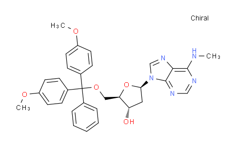 CAS No. 98056-69-0, (2R,3S,5R)-2-((Bis(4-methoxyphenyl)(phenyl)methoxy)methyl)-5-(6-(methylamino)-9H-purin-9-yl)tetrahydrofuran-3-ol