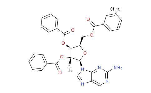 CAS No. 1345969-99-4, (2R,3R,4R,5R)-2-(2-amino-9H-purin-9-yl)-5-((benzoyloxy)methyl)-3-methyltetrahydrofuran-3,4-diyl dibenzoate