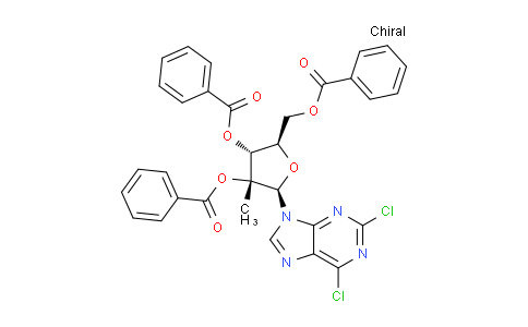 CAS No. 205171-10-4, (2R,3R,4R,5R)-5-((benzoyloxy)methyl)-2-(2,6-dichloro-9H-purin-9-yl)-3-methyltetrahydrofuran-3,4-diyl dibenzoate