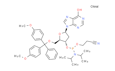 CAS No. 141684-35-7, (2R,3S,5R)-2-((bis(4-methoxyphenyl)(phenyl)methoxy)methyl)-5-(6-hydroxy-9H-purin-9-yl)tetrahydrofuran-3-yl (2-cyanoethyl) diisopropylphosphoramidite