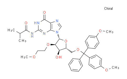 CAS No. 251647-50-4, N-(9-((2R,3R,4R,5R)-5-((Bis(4-methoxyphenyl)(phenyl)methoxy)methyl)-4-hydroxy-3-(2-methoxyethoxy)tetrahydrofuran-2-yl)-6-oxo-6,9-dihydro-1H-purin-2-yl)isobutyramide
