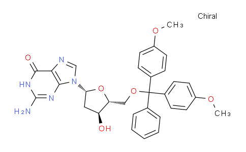CAS No. 81144-43-6, 2-Amino-9-((2R,4S,5R)-5-((bis(4-methoxyphenyl)(phenyl)methoxy)methyl)-4-hydroxytetrahydrofuran-2-yl)-1H-purin-6(9H)-one