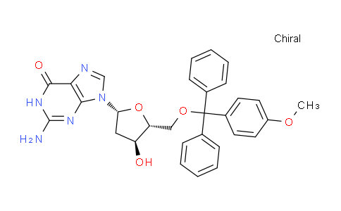 CAS No. 57660-82-9, 2-Amino-9-((2R,4S,5R)-4-hydroxy-5-(((4-methoxyphenyl)diphenylmethoxy)methyl)tetrahydrofuran-2-yl)-1H-purin-6(9H)-one