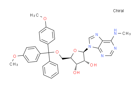 CAS No. 588698-71-9, (2R,3S,4R,5R)-2-((Bis(4-methoxyphenyl)(phenyl)methoxy)methyl)-5-(6-(methylamino)-9H-purin-9-yl)tetrahydrofuran-3,4-diol