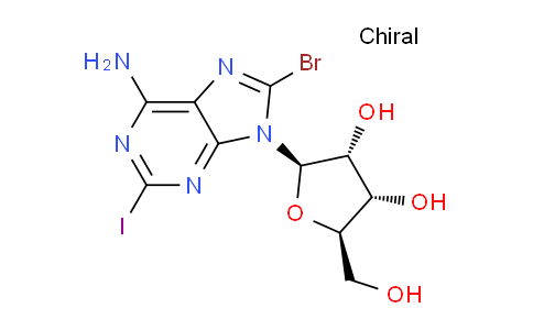 CAS No. 457060-99-0, (2R,3R,4S,5R)-2-(6-Amino-8-bromo-2-iodo-9H-purin-9-yl)-5-(hydroxymethyl)tetrahydrofuran-3,4-diol