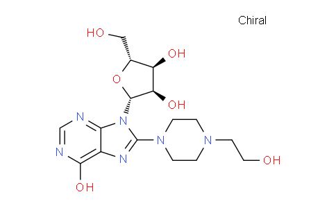 CAS No. 136003-94-6, (2R,3R,4S,5R)-2-(6-Hydroxy-8-(4-(2-hydroxyethyl)piperazin-1-yl)-9H-purin-9-yl)-5-(hydroxymethyl)tetrahydrofuran-3,4-diol
