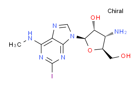 CAS No. 879398-40-0, (2R,3R,4S,5S)-4-Amino-5-(hydroxymethyl)-2-(2-iodo-6-(methylamino)-9H-purin-9-yl)tetrahydrofuran-3-ol